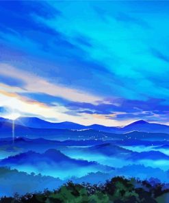 Blue Landscape Sunset Diamond Paintings