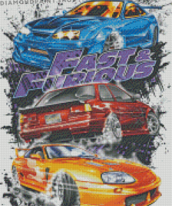 Fast And Furious Cars Poster Art Diamond Paintings