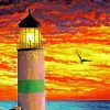 Lighthouse Eagle Sunset Diamond Paintings