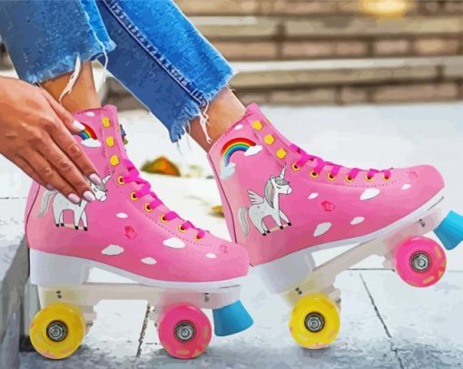 Pink Rollerblades Diamond Paintings