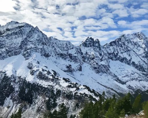 Snowy Mountains In North Cascades National Park Diamond Paintings