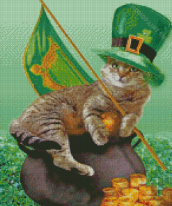 Beautiful St Patrick Kitten Diamond Paintings