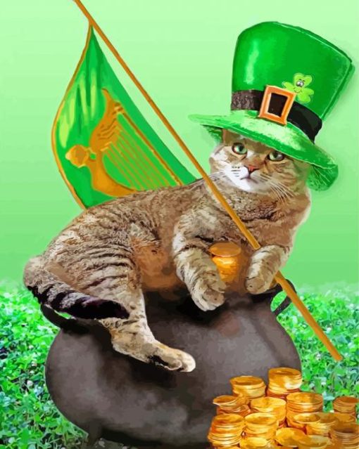 Beautiful St Patrick Kitten Diamond Paintings