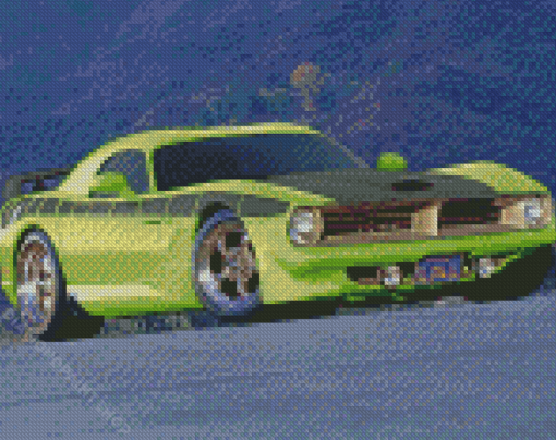 Green Dodge Barracuda Diamond Paintings