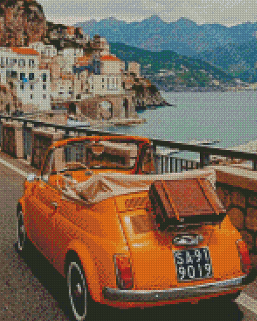 Orange Vintage Car Italy Diamond Paintings