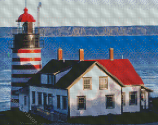 West Quoddy Head Lighthouse Poster Landscape Diamond Paintings