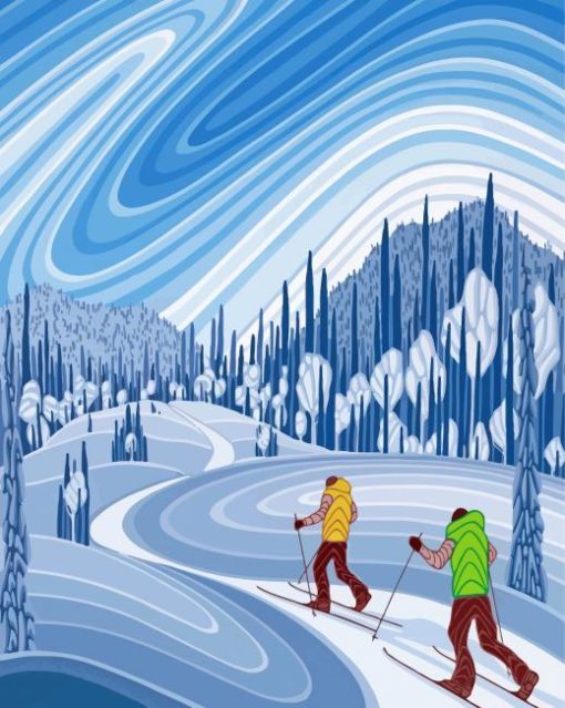 Abstract Nordic Skiing Diamond Paintings