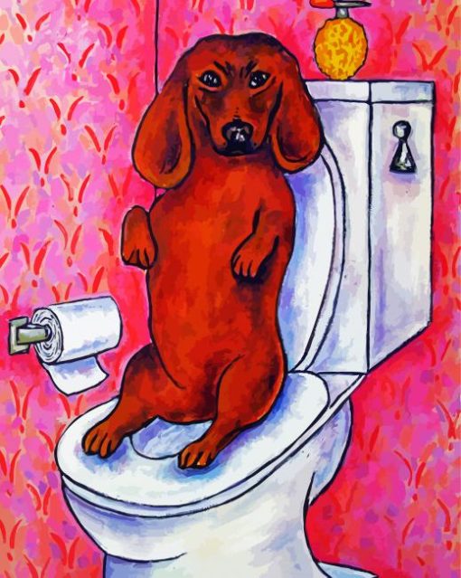 Brown Dog In Toilet Art Diamond Paintings