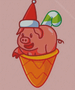 Christmas Pig Ice Cream Diamond Paintings