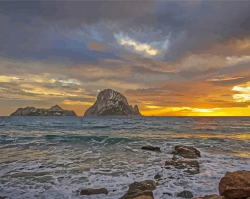 Es Vedra Island At Sunset Diamond Paintings