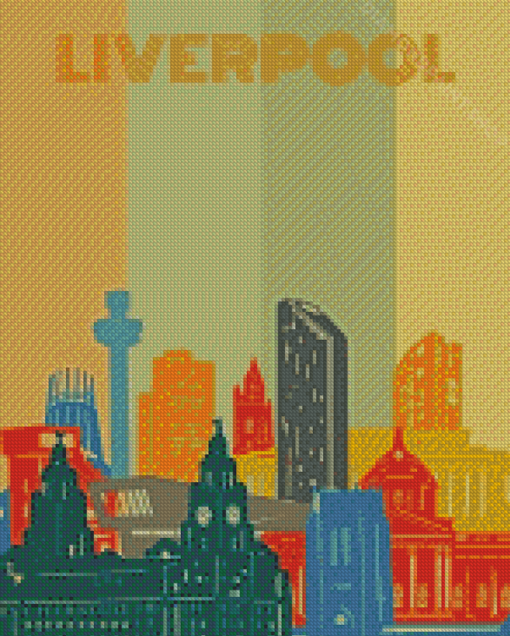 Liverpool Skyline Poster Illustration Diamond Paintings