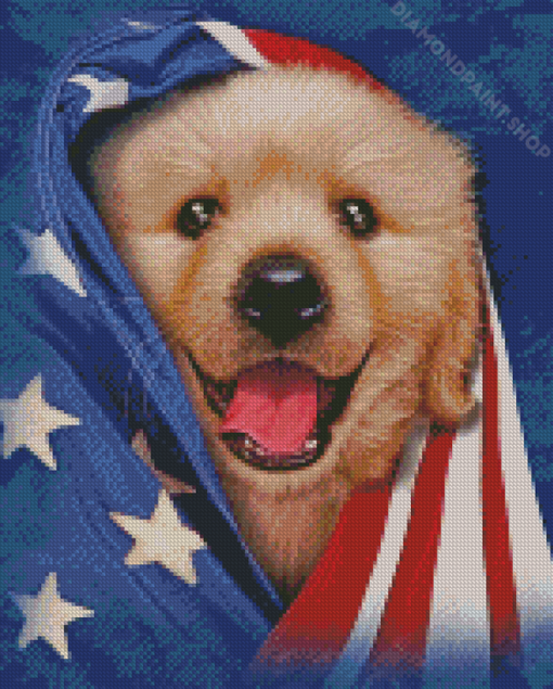 Patriotic Dog Puppy Diamond Paintings