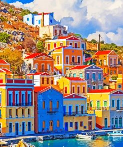 Symi Colorful Buildings Diamond Paintings