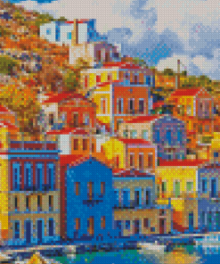 Symi Colorful Buildings Diamond Paintings