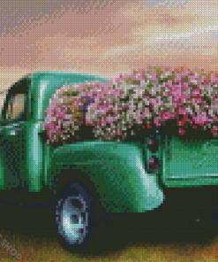 Truck With Flowers Diamond Paintings