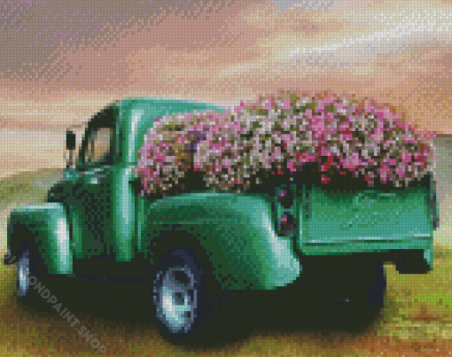 Truck With Flowers Diamond Paintings