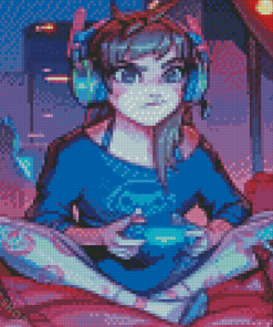 Aesthetic Gamer Girl Illustration Diamond Paintings