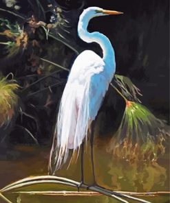 Aesthetic White Heron Bird Diamond Paintings