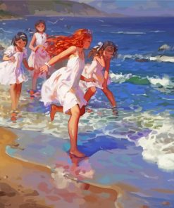 Anime Children On Beach Diamond Paintings