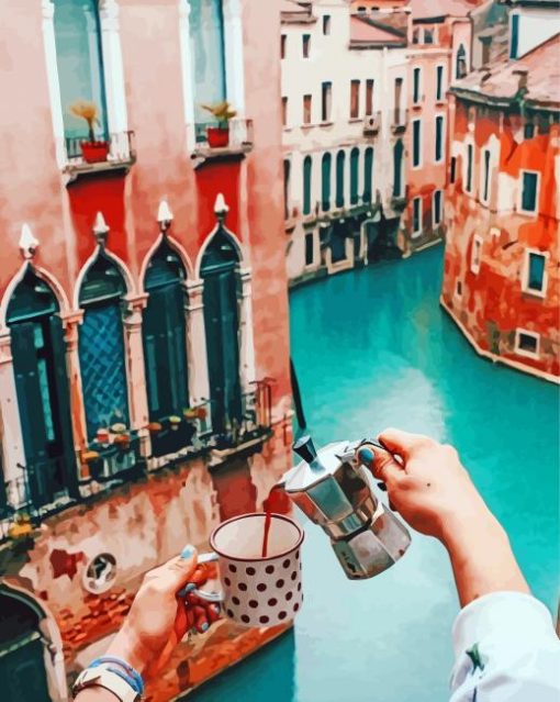 Coffee Morning In Venice Diamond Paintings