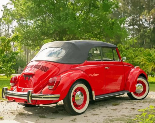 Cool Red Vw Super Beetle Convertible Diamond Piantings