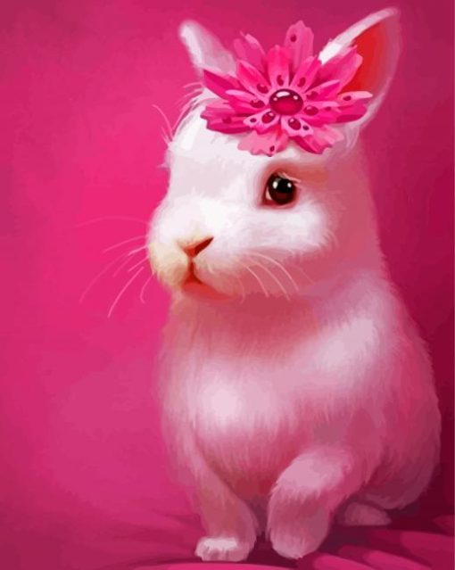 Cute Pink Rabbit Diamond Paintings