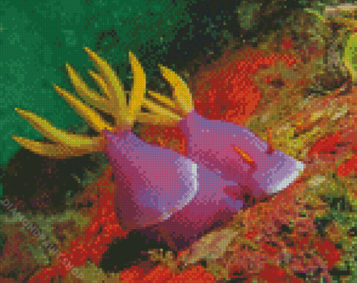 Purple Yellow Sea Slug Diamond Paintings