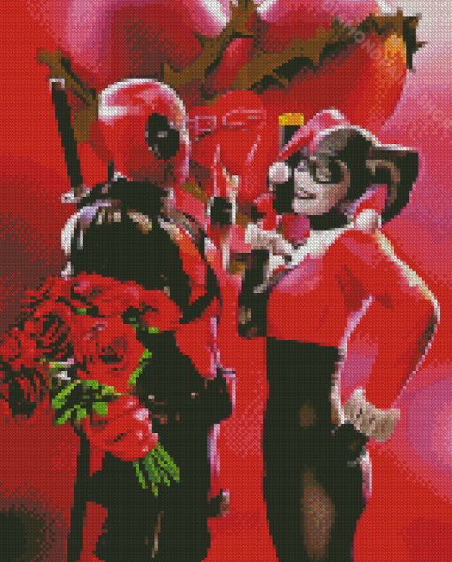 Romantic Harley And Deadpool Diamond Paintings