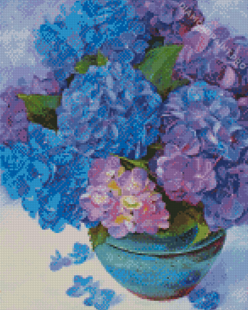 Blue And Purple Flower In Vase Art Diamond Paintings