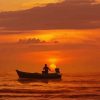 Boat Silhouette Sunset Diamond Paintings