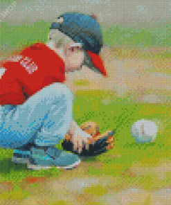 Boy Playing Baseball Diamond Paintings