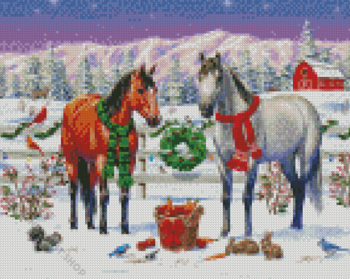 Christmas Horses Art Diamond Paintings