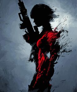 Lady With Gun Silhouette Diamond Paintings