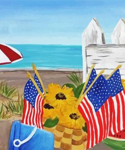 Picnic On The Beach Illustartion Diamond Paintings