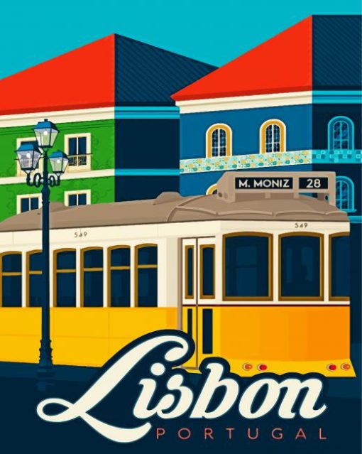 Portugal Lisbon Tram Poster Diamond Paintings