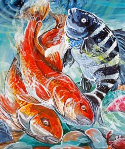 Red Drums And Sheephead Fish Diamond Paintings