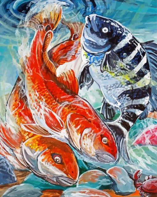 Red Drums And Sheephead Fish Diamond Paintings