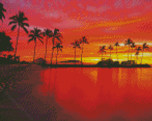 Sunset At Kahala Beach Diamond Paintings