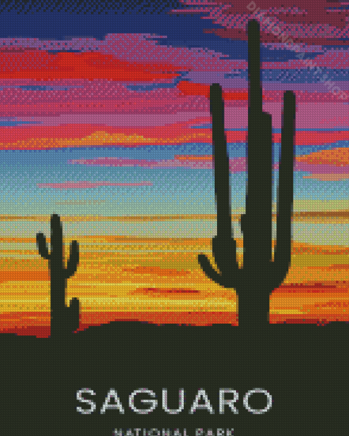 Sunset Saguaro National Park Art Diamond Paintings