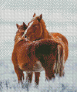 Adotable Winter Horses Diamond Paintings