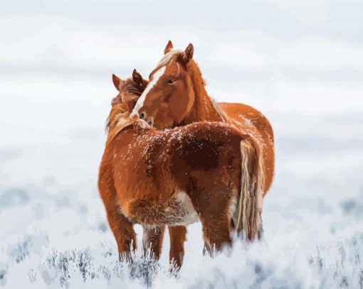 Adotable Winter Horses Diamond Paintings