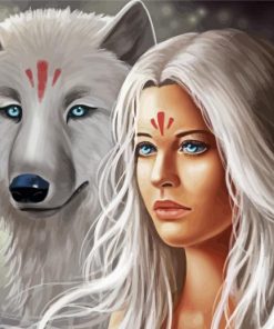 Aesthetic Wolf And Girl Diamond Paintings