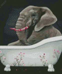 Aesthetic Elephant In A Bathtub Diamond Paintings