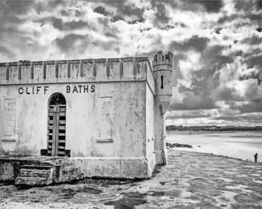 Black And White Enniscrone Cliff Baths Diamond Paintings