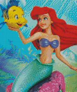 Ariel Mermaid And Flounder Fish Diamond Paintings