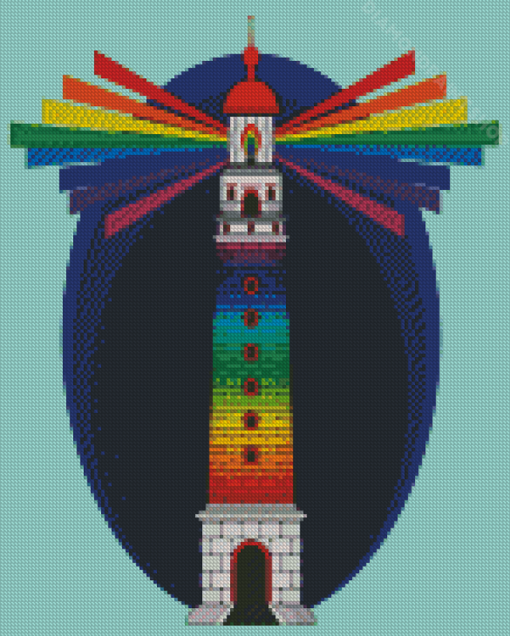 Lighthouse With Rainbow Art Diamond Paintings