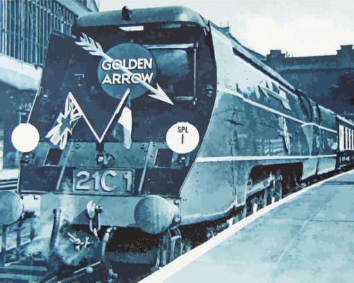 Monochrome Golden Arrow Train Diamond Paintings