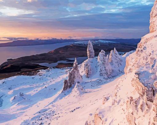 Snowy Old Man Of Storr Diamond Paintings