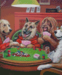 Dogs Playin Cards Diamond Paintings