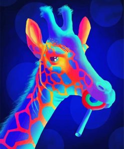 Neon Giraffe Eating Lollipop Diamond Paintings